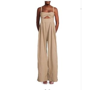 BCBGMaxAzria Khaki Striped Sleeveless Jumpsuit SIZE 8